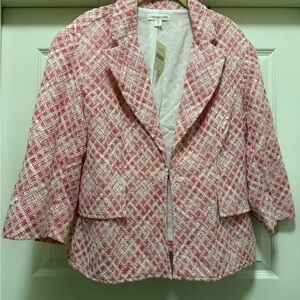 Coldwater Creek Pink and White Geometric Blazer
